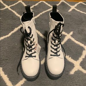 White combat boots